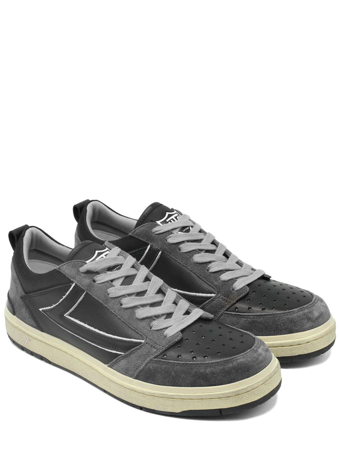 Shop Htc Los Angeles Starlight Leather Low Top Sneakers In Black,grey