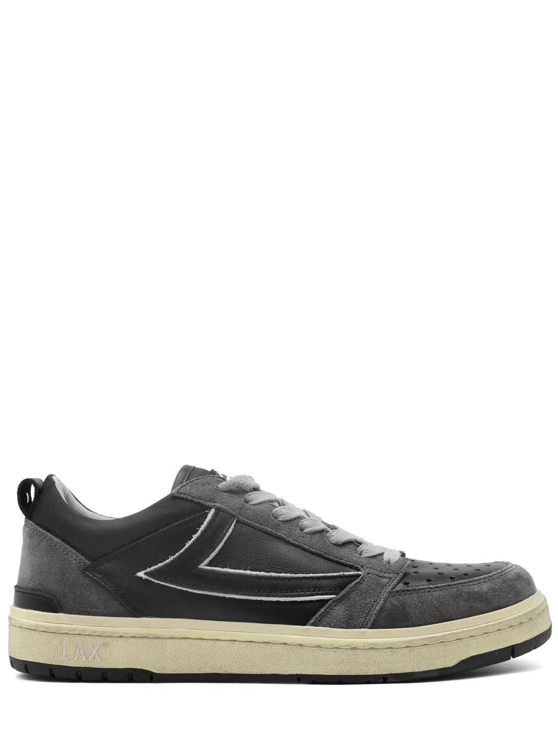 Htc Los Angeles Starlight Leather Low Top Trainers In Black,grey