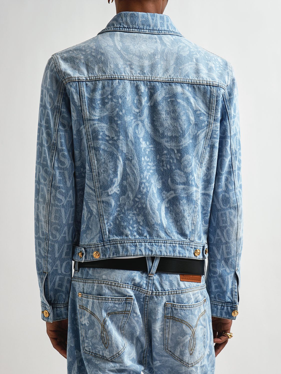 Versace | Men Monogram Cotton Denim Jacket Light Blue 52