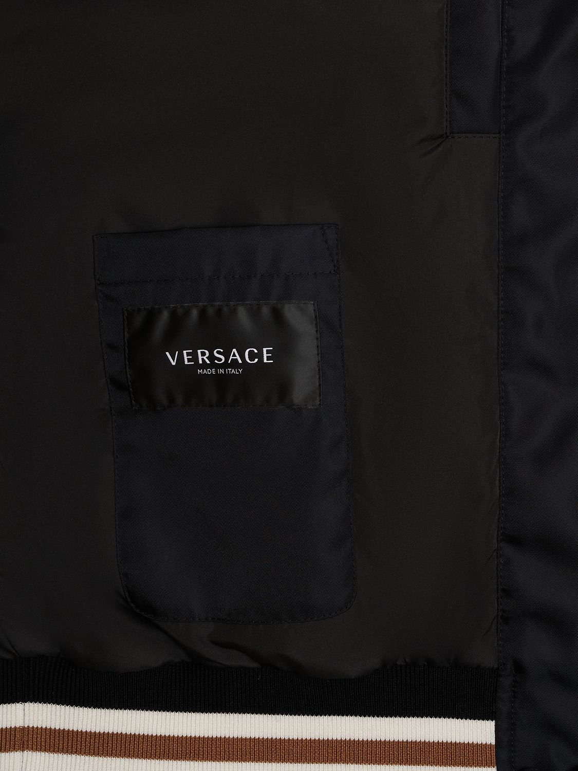 Shop Versace Embroidered Bomber Jacket In Black
