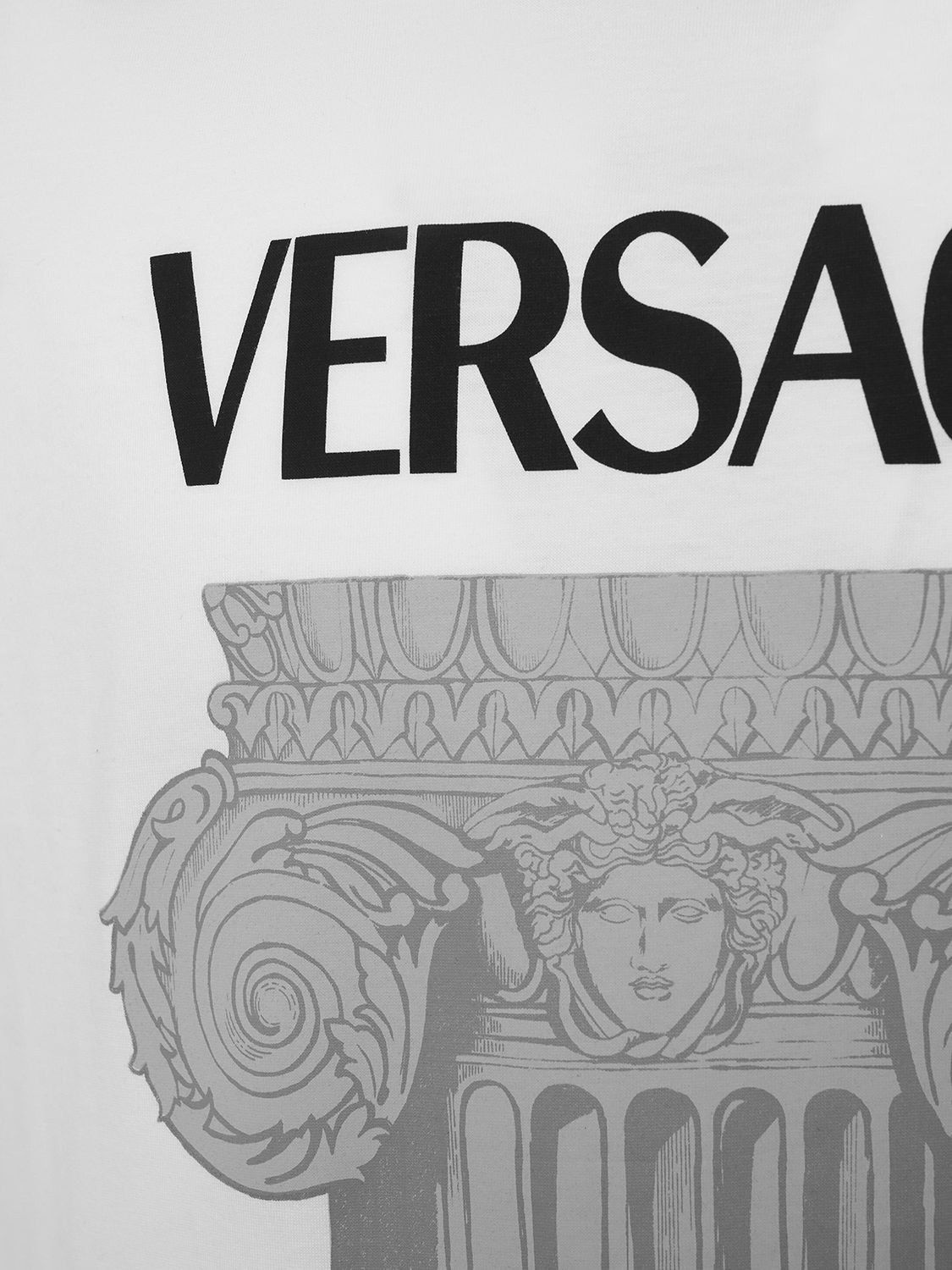 Shop Versace Logo Printed Cotton Jersey T-shirt In Optic White