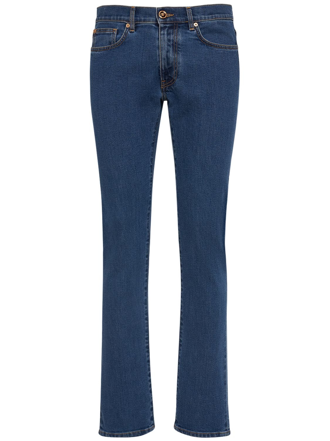 Versace Stretch Cotton Denim Jeans In Medium Blue