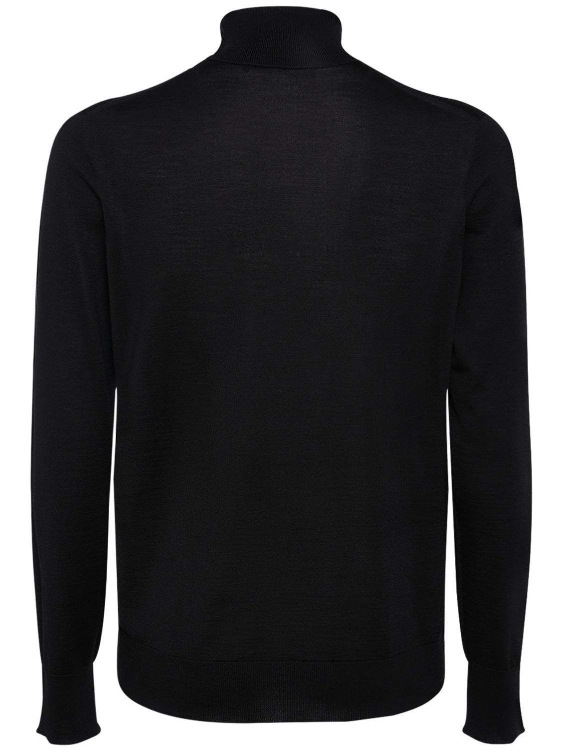 Shop Versace Logo Wool Blend Knit Turtleneck Sweater In Black