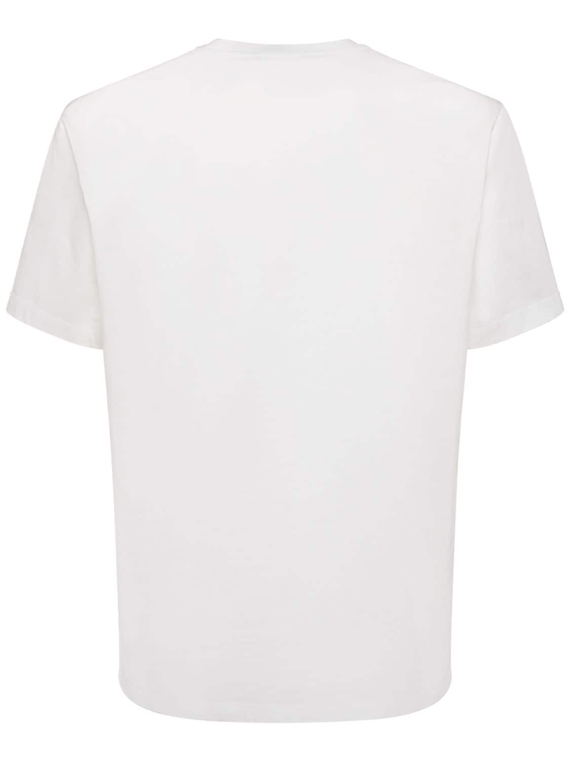Shop Versace Logo Cotton T-shirt In White