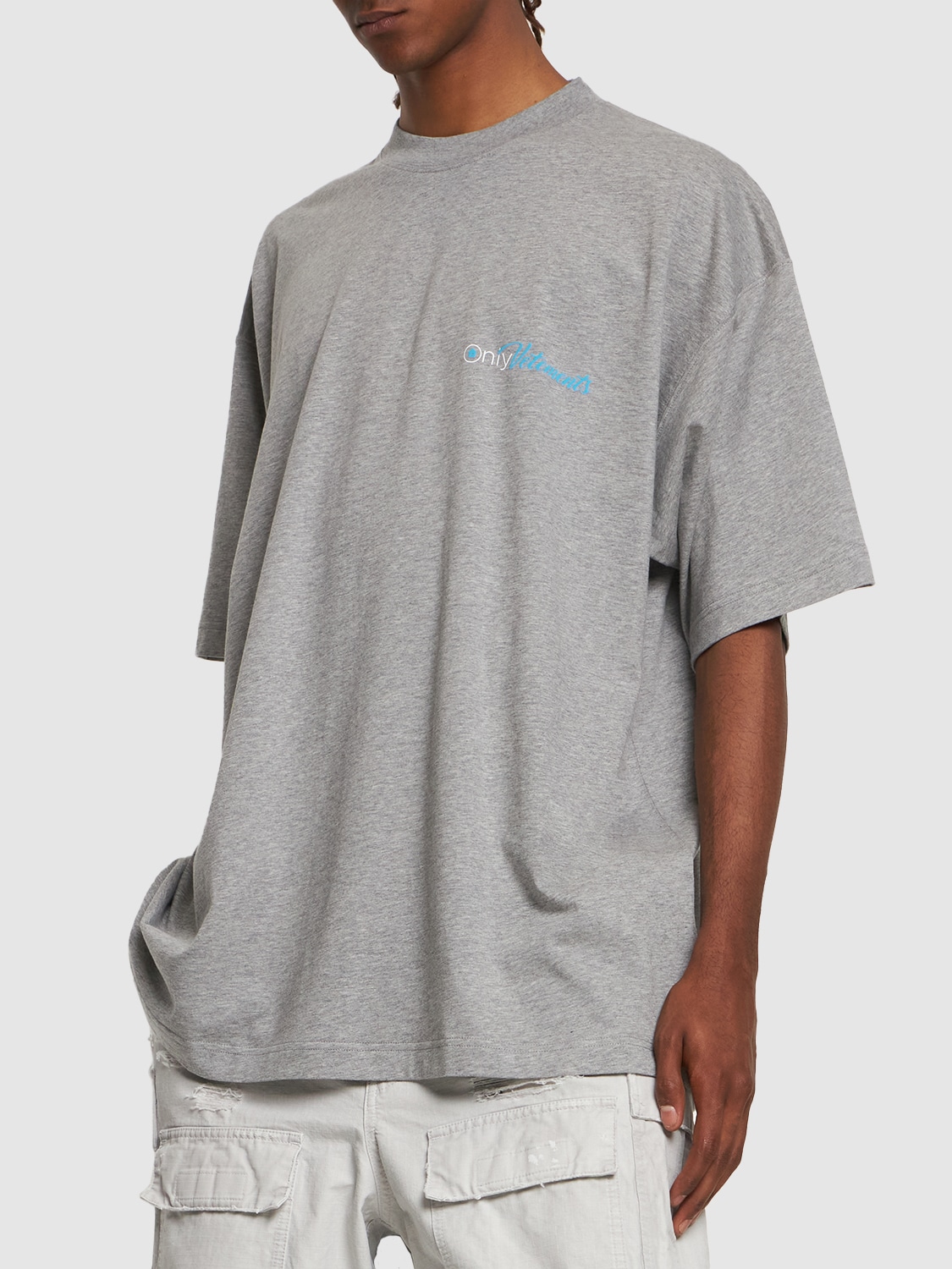 Shop Vetements Only  Printed Cotton T-shirt In Grey