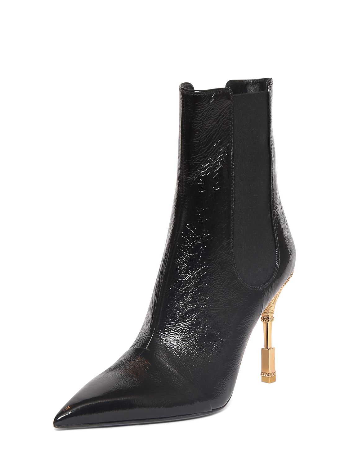 Shop Balmain 95mm Moneta Patent Leather Ankle Boots In Black