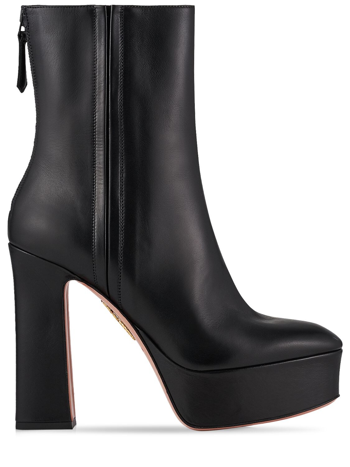 AQUAZZURA 120MM GROOVE LEATHER ANKLE BOOTS