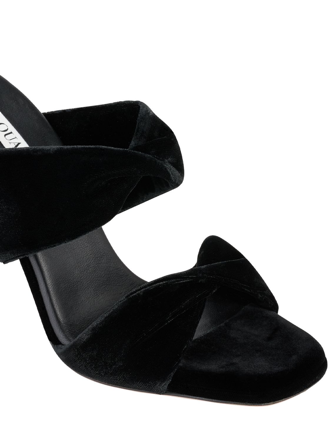 Shop Aquazzura 95mm Twist Velvet Sandals In Black