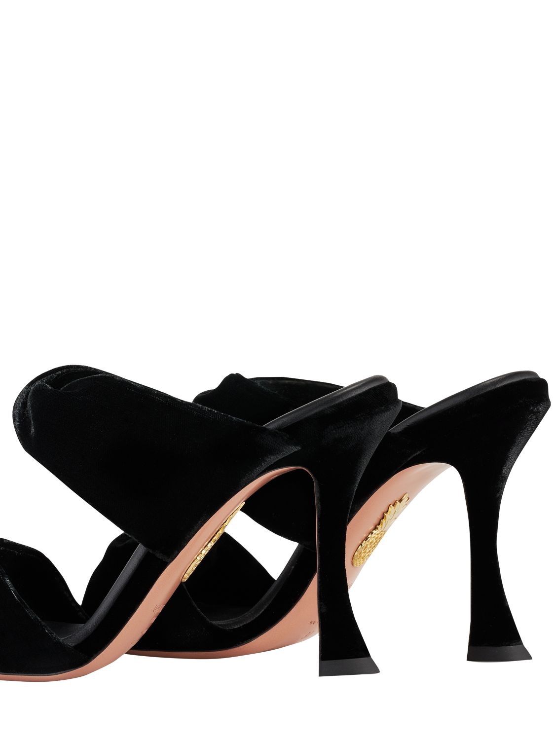 Shop Aquazzura 95mm Twist Velvet Sandals In Black