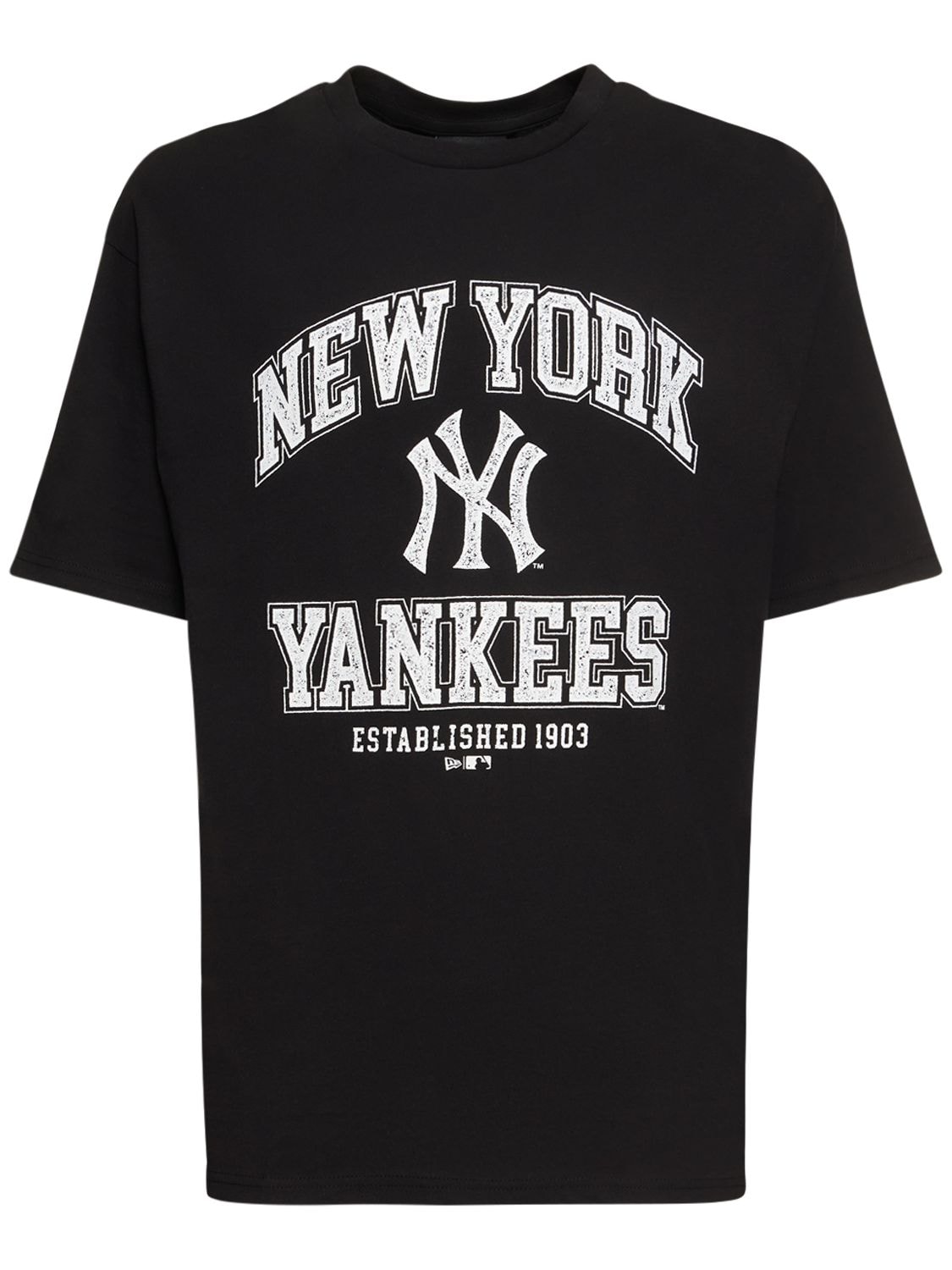 New Era Ny Yankees Printed Cotton T-shirt In Black,white