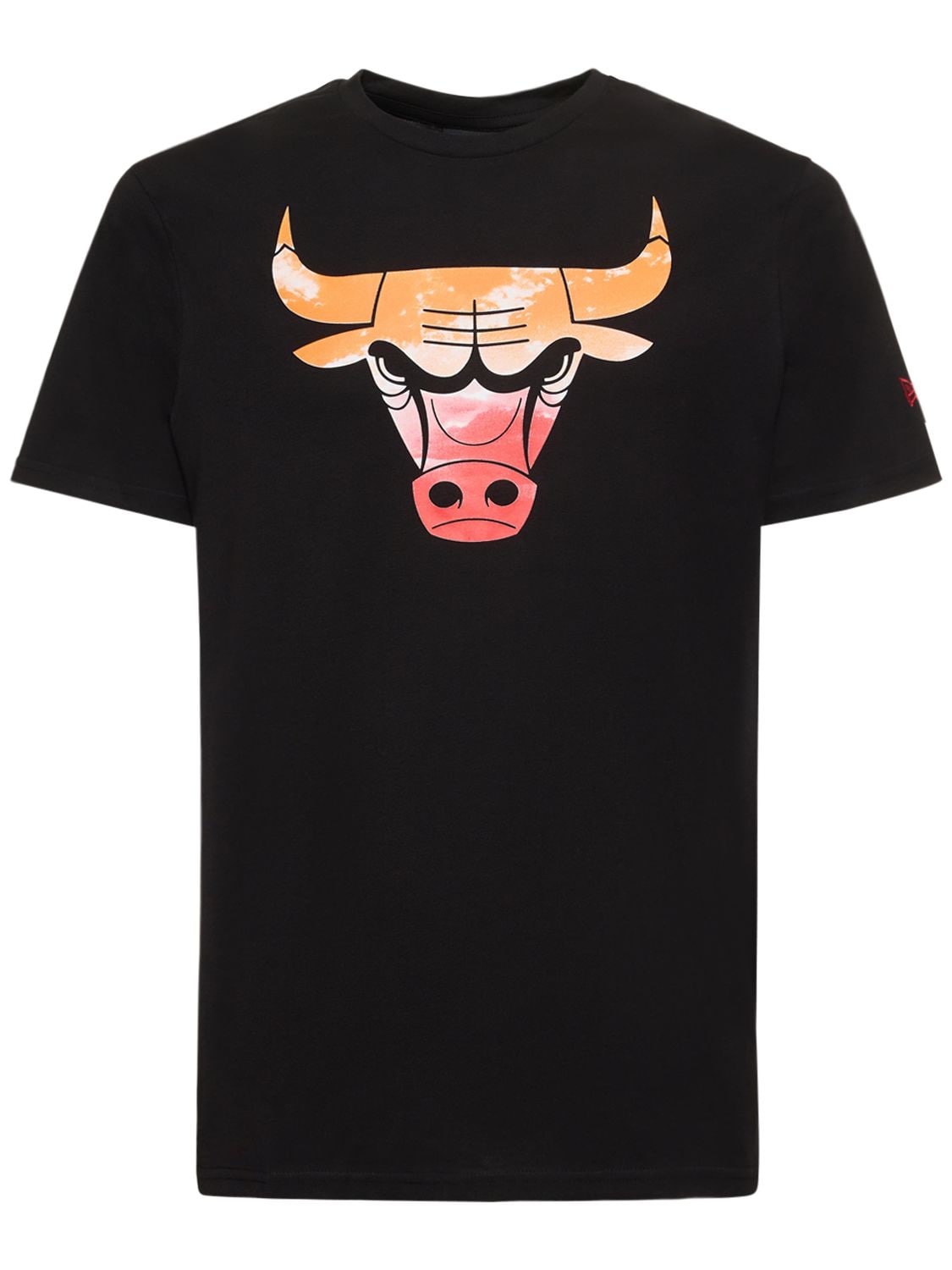 New Era Chicago Bulls Printed Cotton T-shirt In Black