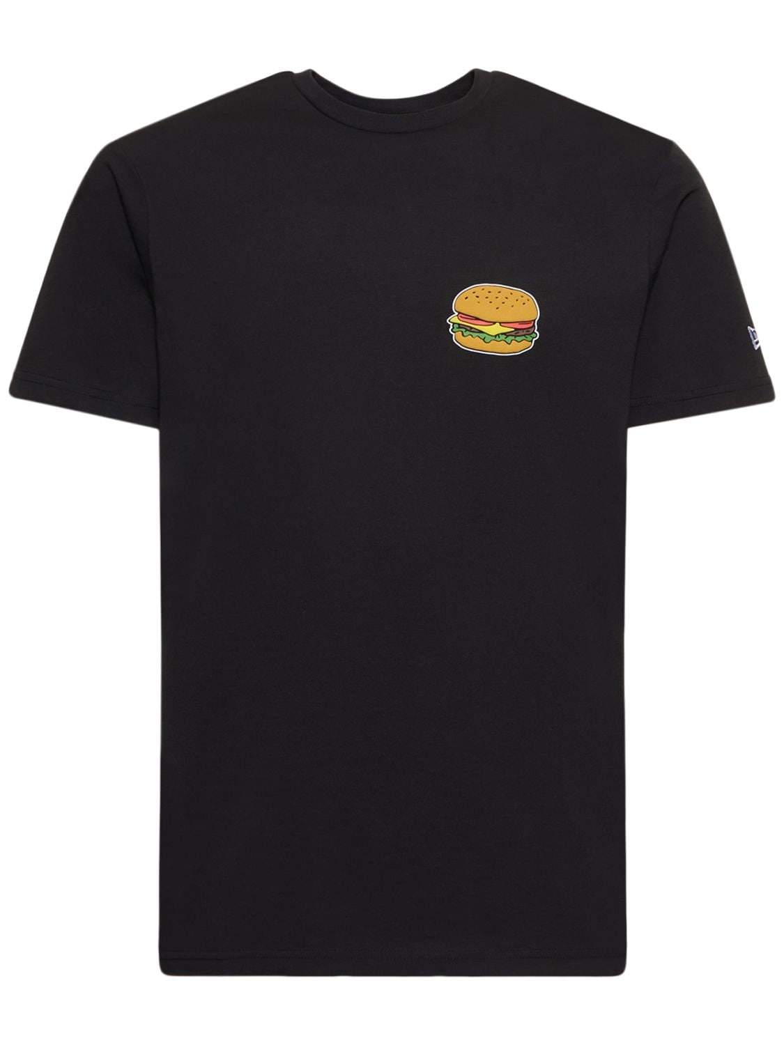New Era Hamburger Printed Cotton T-shirt In Black