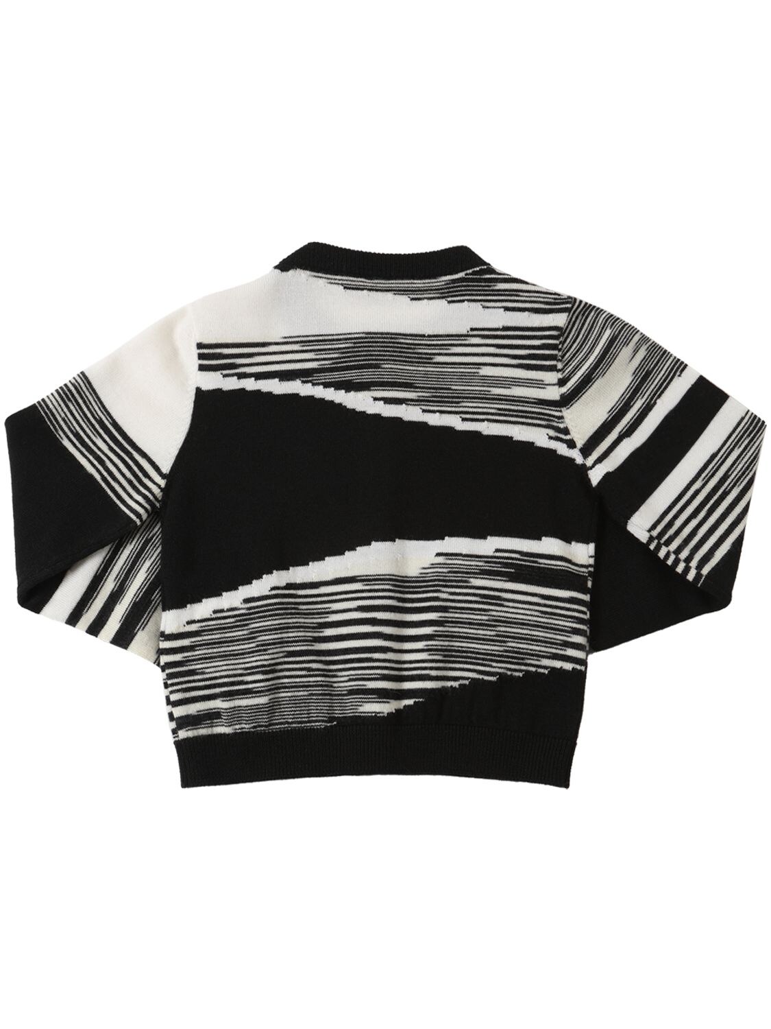 Shop Missoni Striped Wool Knit Cardigan In Black,white