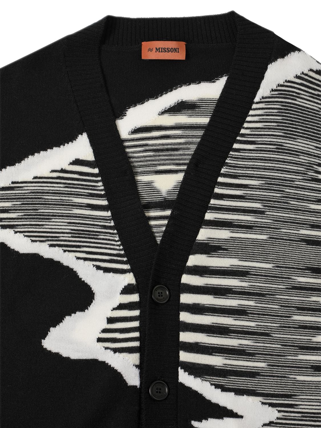 Shop Missoni Striped Wool Knit Maxi Cardigan In Black,white