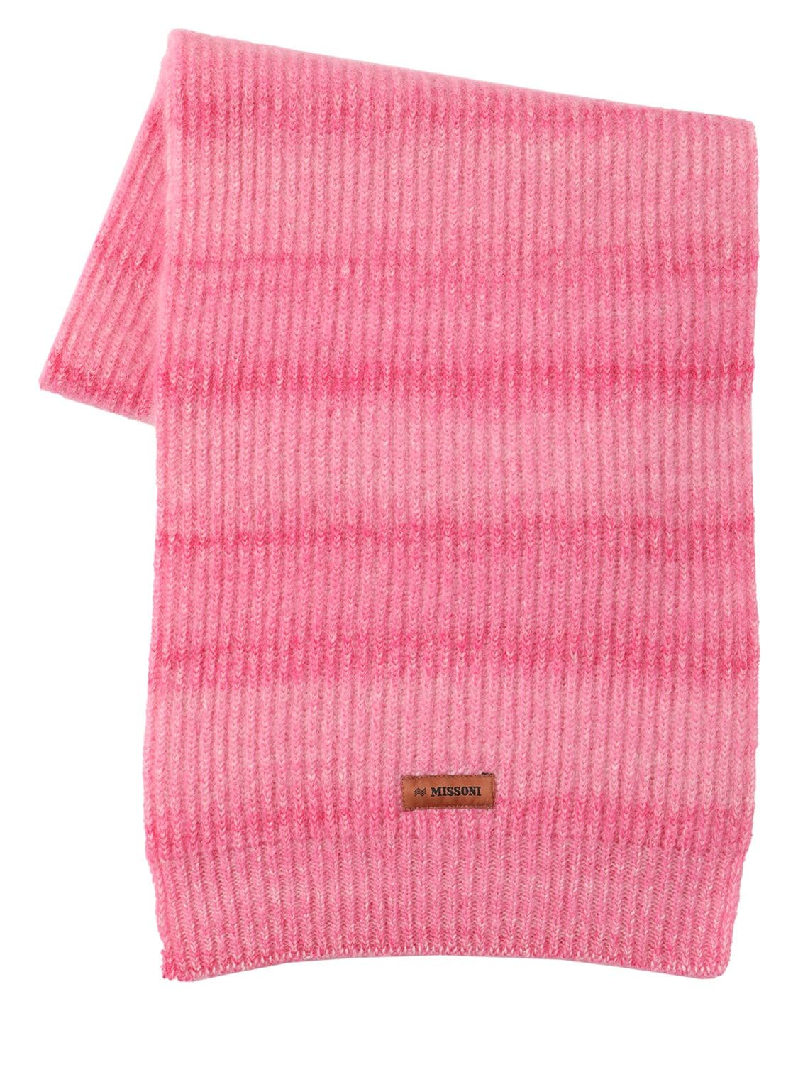 Missoni Kids' Striped Alpaca & Mohair Scarf In Pink