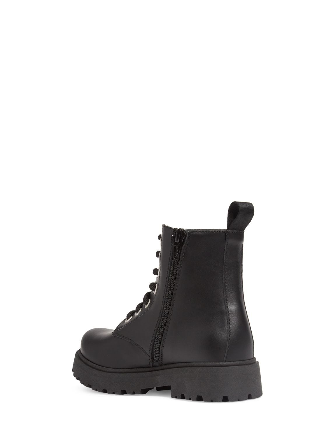 Shop Moschino Leather Combat Boots W/logo In Black
