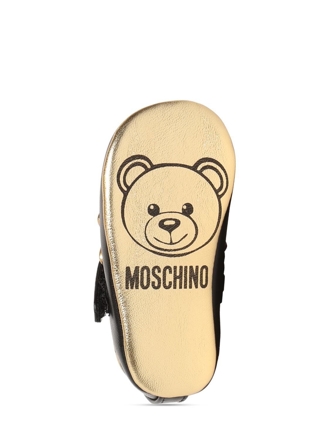 Shop Moschino Leather Ballerinas W/hearts In Black