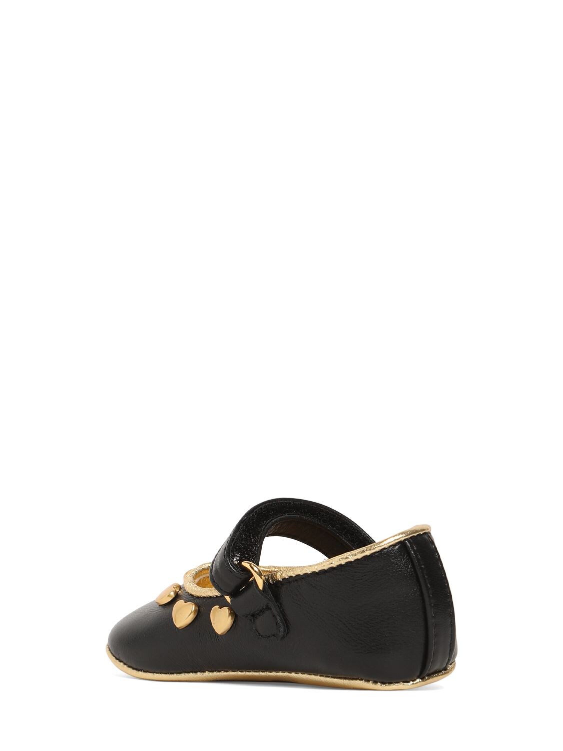 Shop Moschino Leather Ballerinas W/hearts In Black