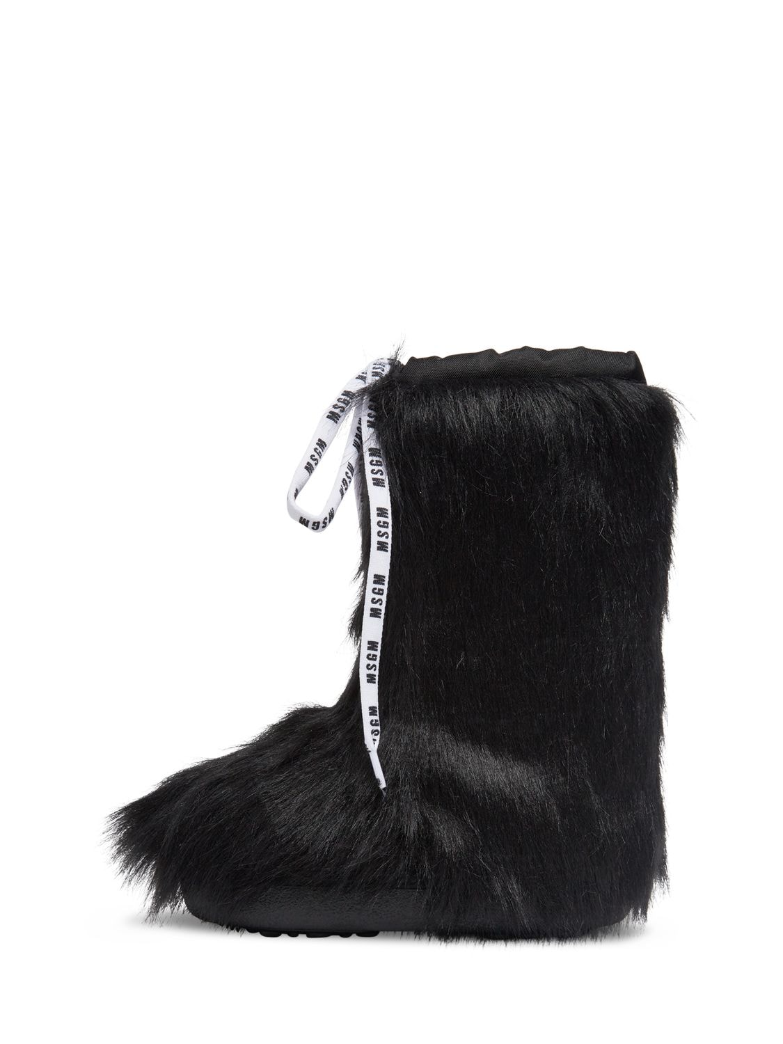 Shop Msgm Faux Fur Snow Boots In Black
