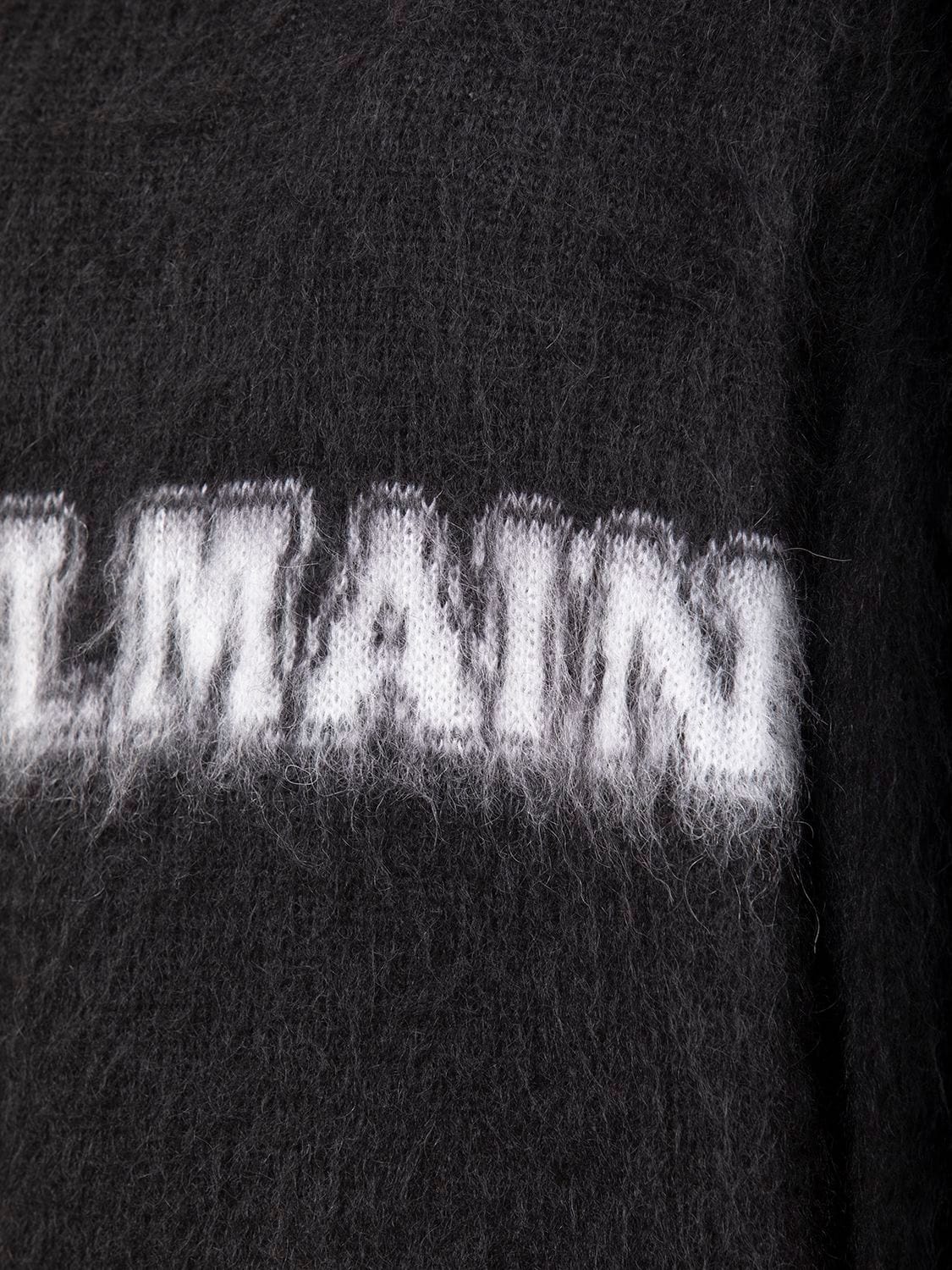 Shop Balmain Retro Logo Mohair Blend Sweater In Black,white