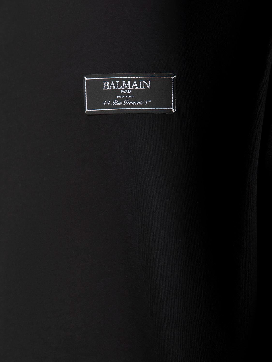 Shop Balmain Pierre  Label Cotton T-shirt In Black