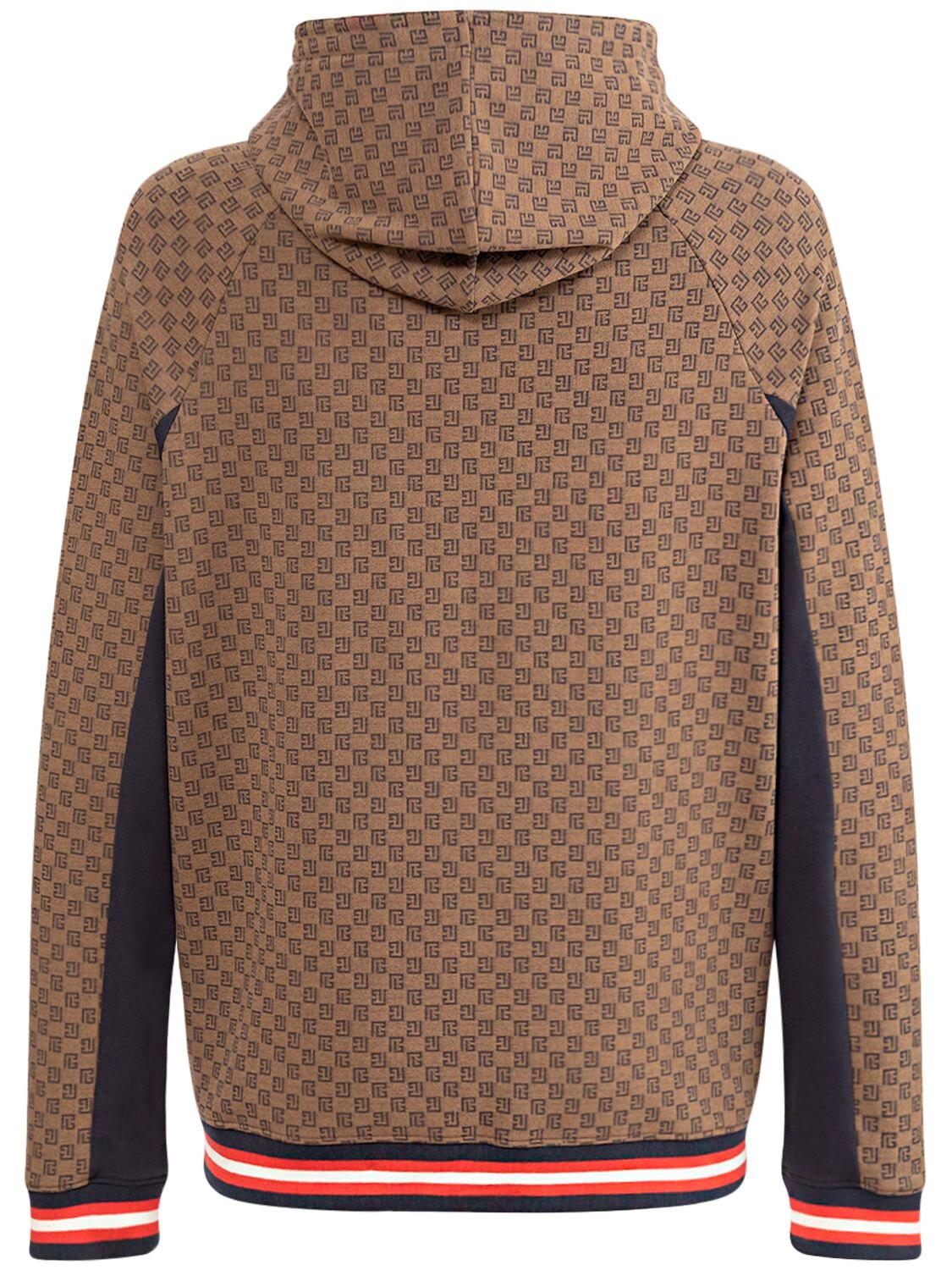 Balmain Mini Monogram Jacquard Hoodie in Brown for Men