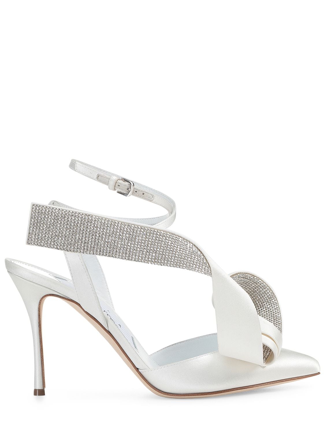 Shop Area X Sergio Rossi 90mm Satin Slingback Heels In White
