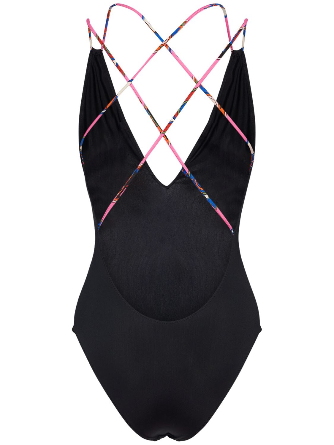 Shop Pucci Lycra Cross-back One Piece Swimsuit In Black