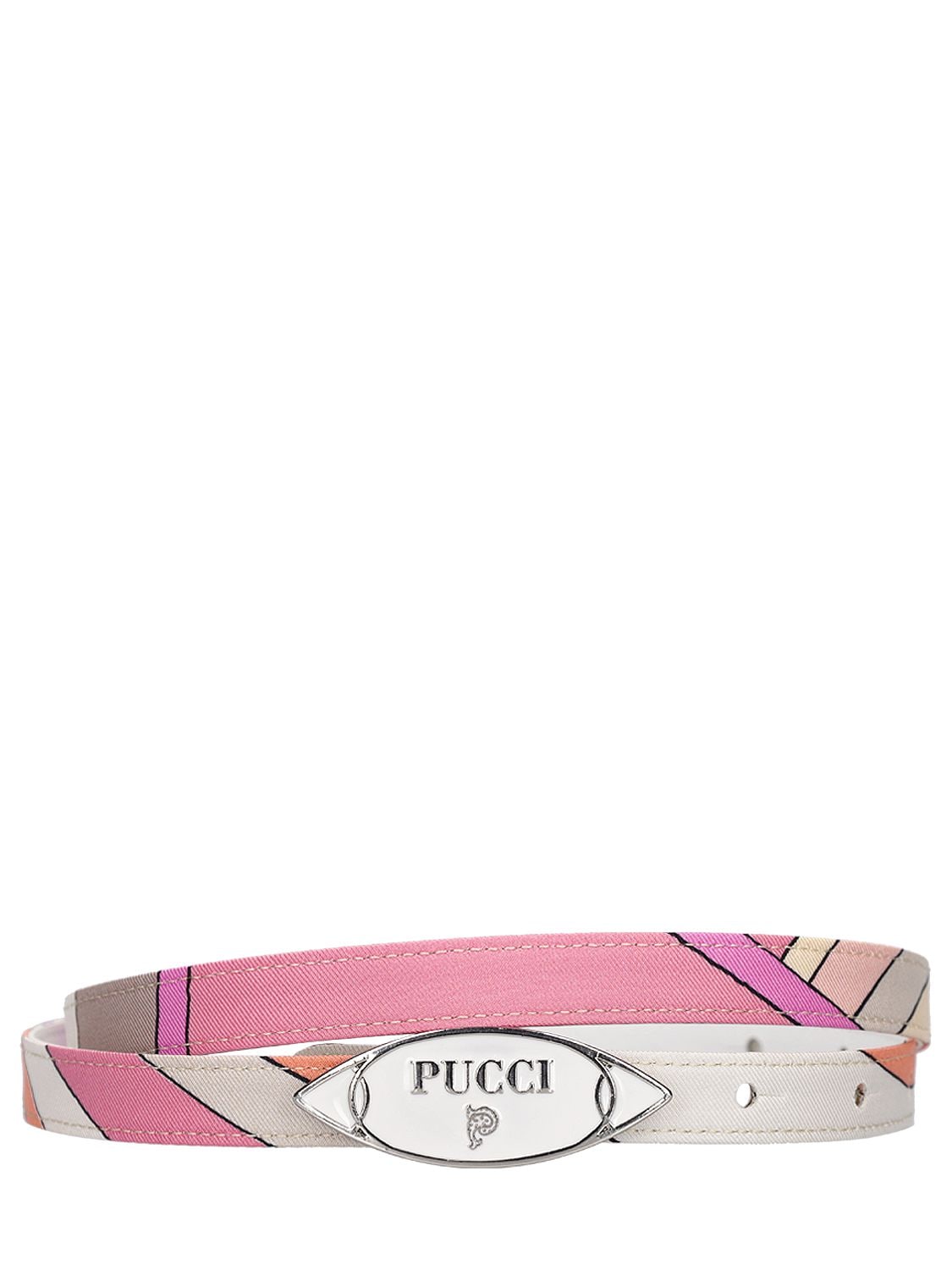Pucci Printed Silk Twill Belt In Pink
