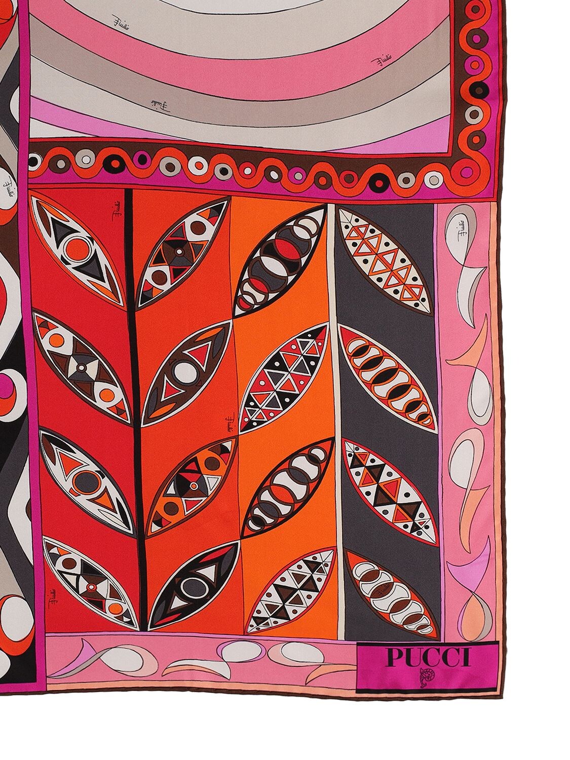 Shop Pucci Printed Silk Twill Scarf In Nerofuxia