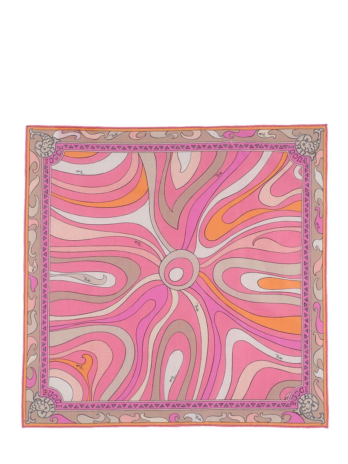 Pucci Printed Cotton Scarf In Pink