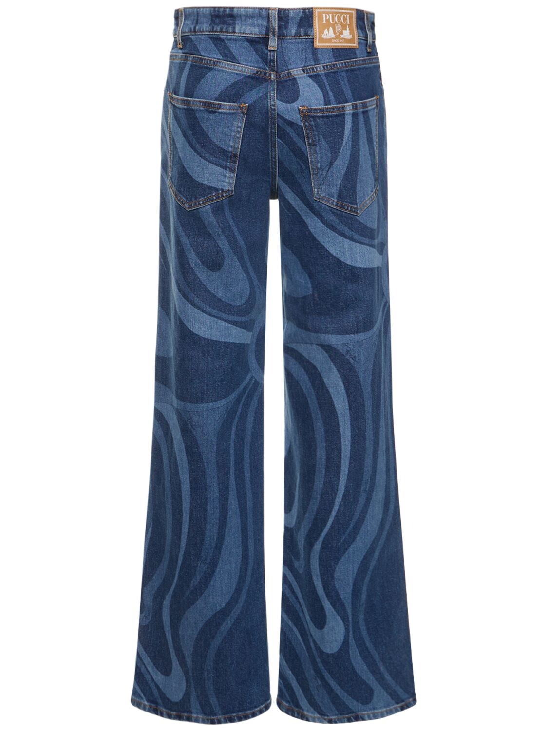 Shop Pucci Marmo Printed Denim Wide Jeans