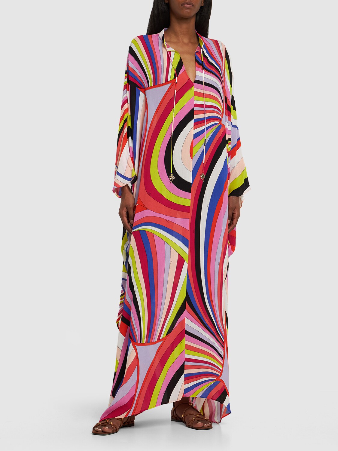 PUCCI IRIDE PRINTED TWILL MAXI KAFTAN 