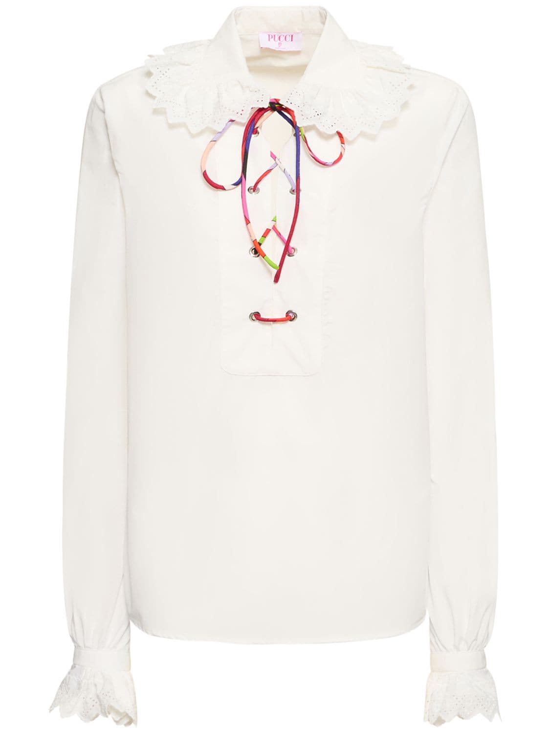 Pucci Cotton Blend Poplin Shirt In White