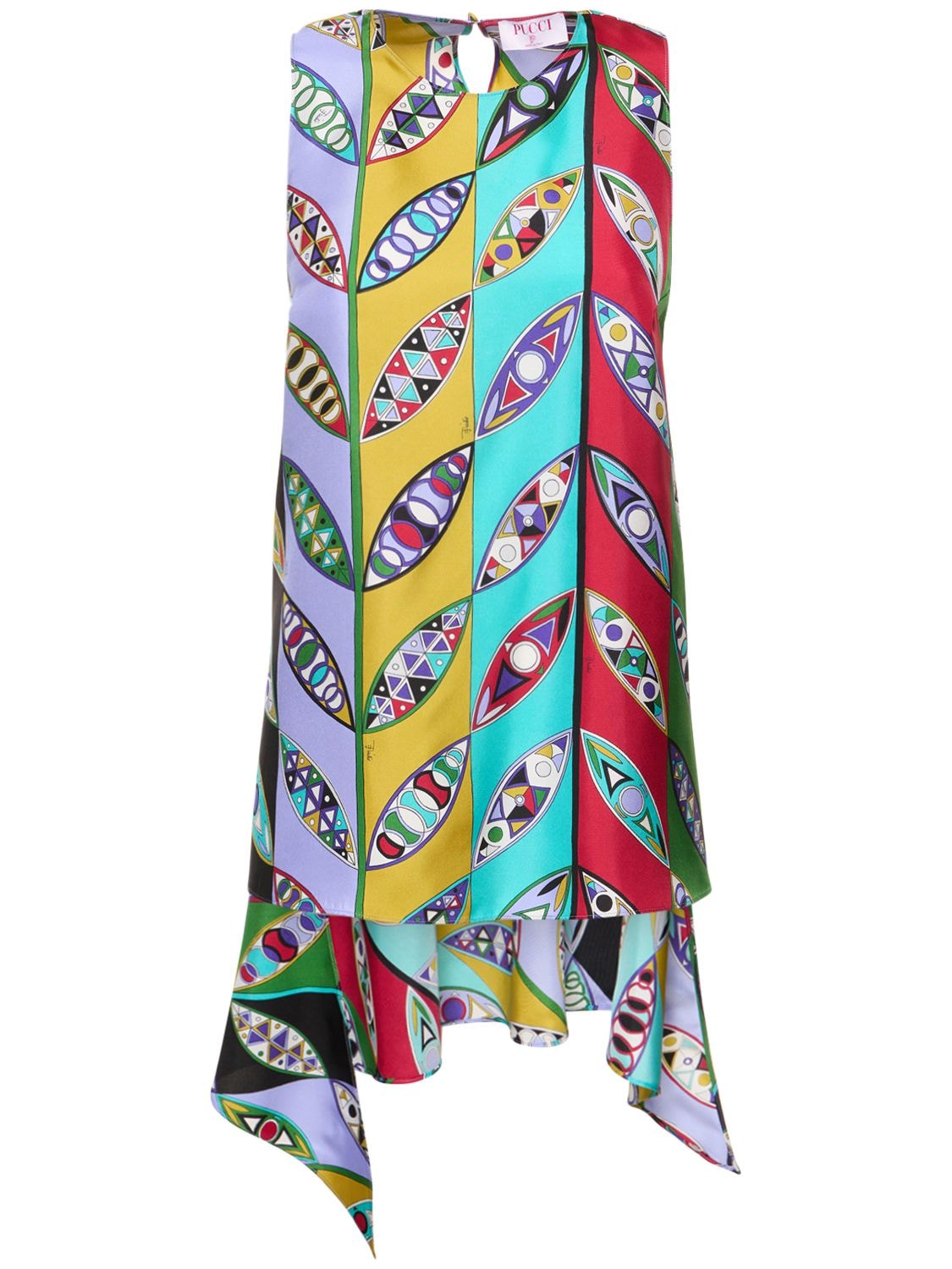 Pucci Girandole Printed Silk Twill Top In Multicolor