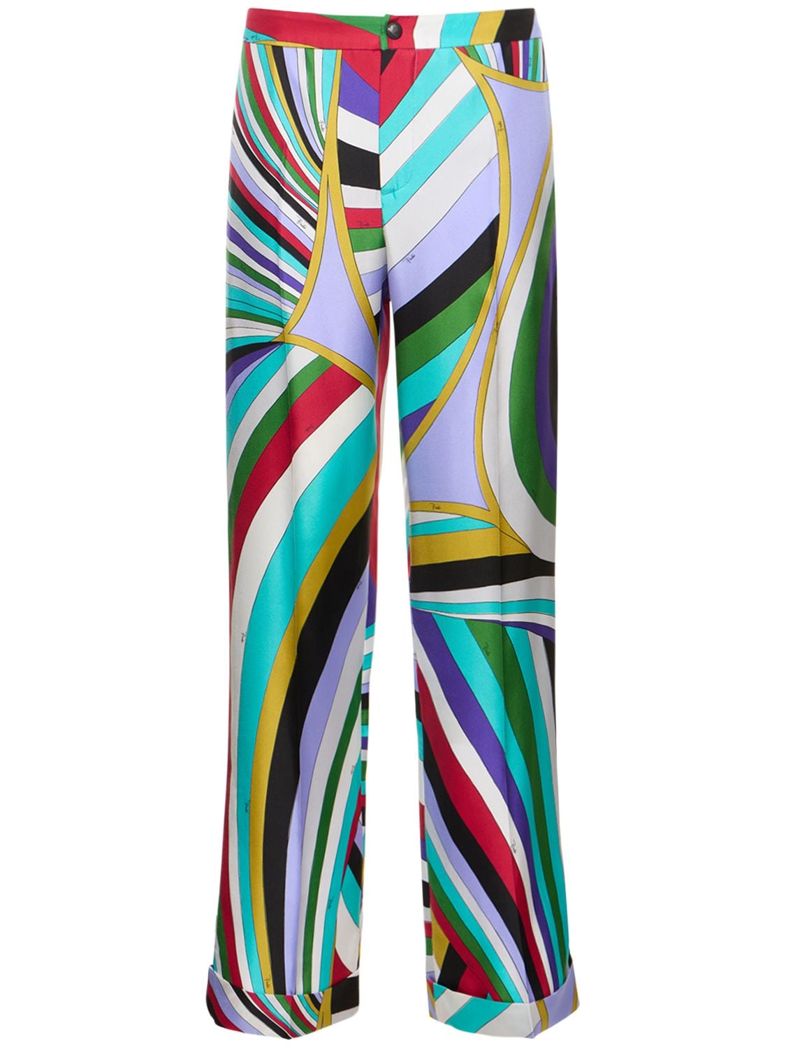 PUCCI IRIDE PRINTED SILK TWILL WIDE PANTS