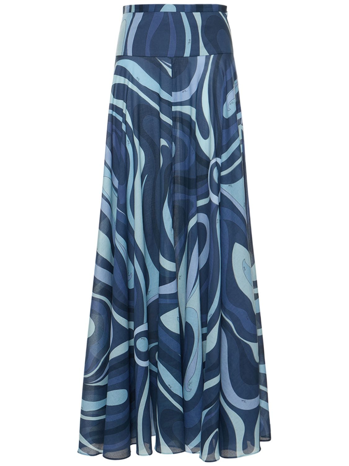 Shop Pucci Marmo Printed Cotton Muslin Maxi Skirt In Blue