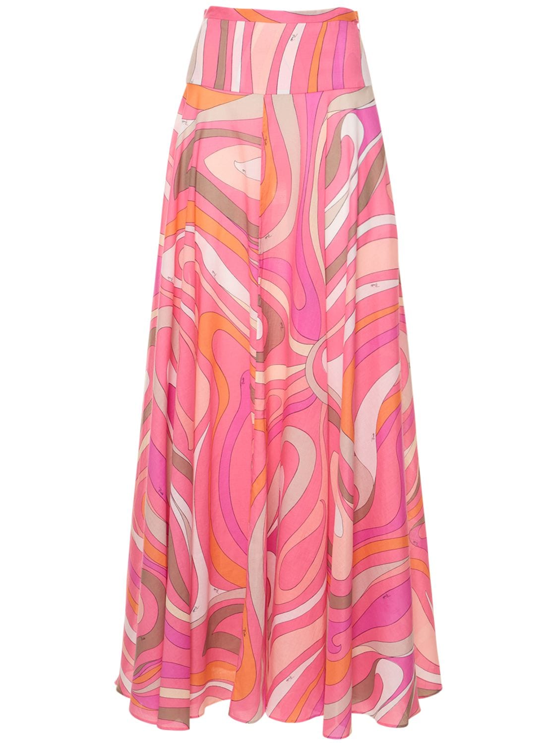 Pucci Marmo-print Cotton Maxi Skirt In Pink