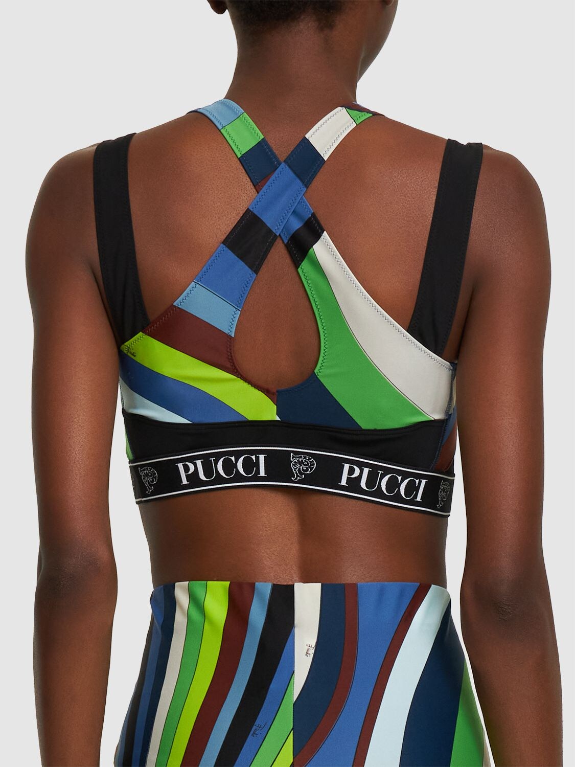 Shop Pucci Iride Printed Lycra Crop Top In Multicolor