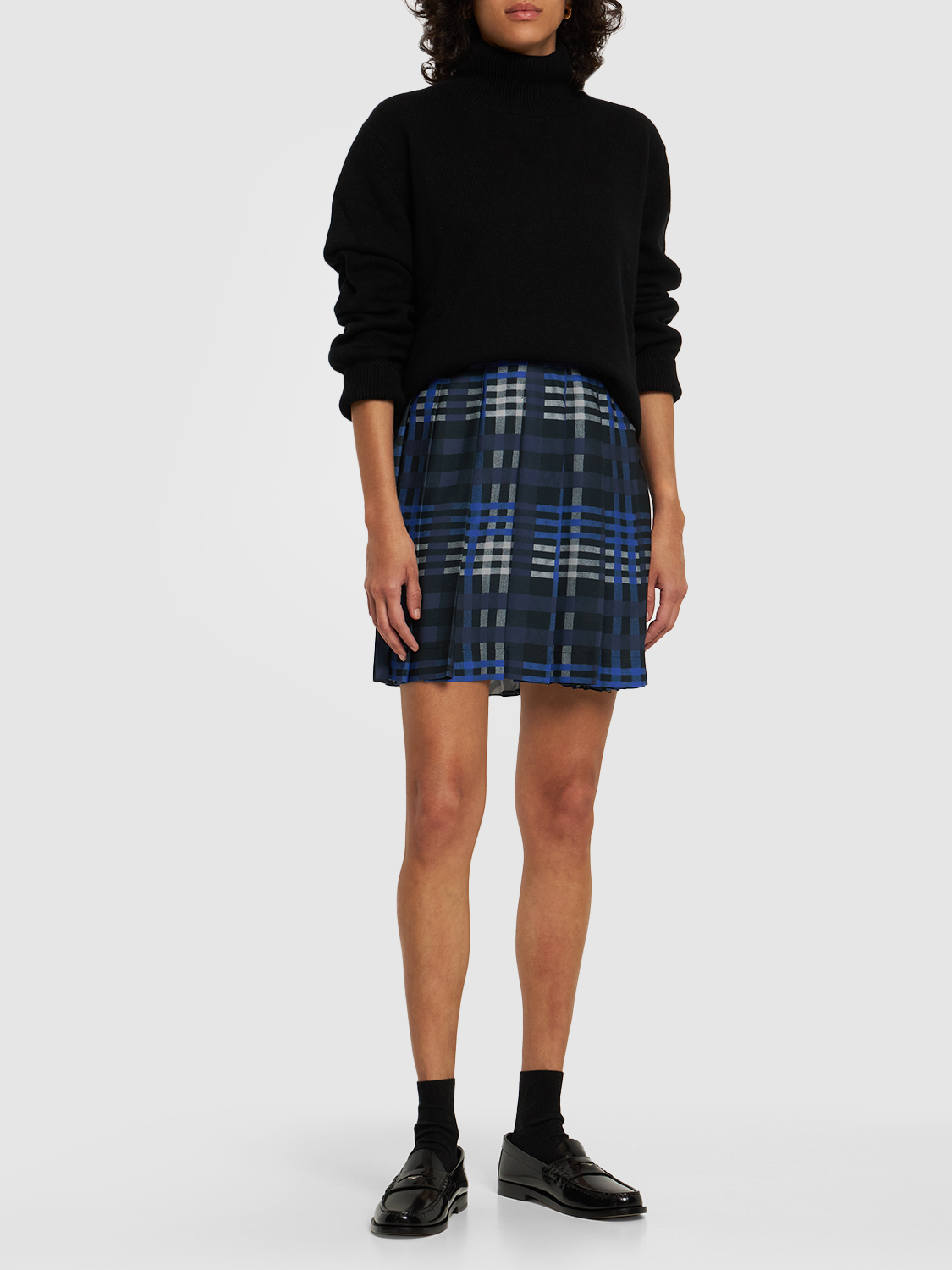 MSGM PLEATED TARTAN TECH MINI SKIRT