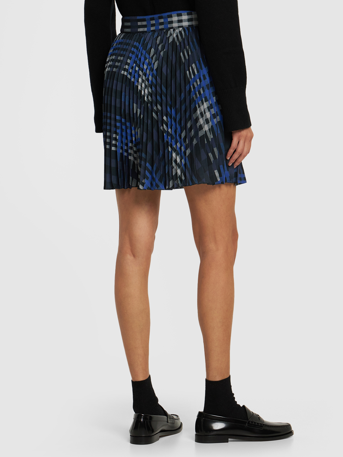 MSGM PLEATED TARTAN TECH MINI SKIRT