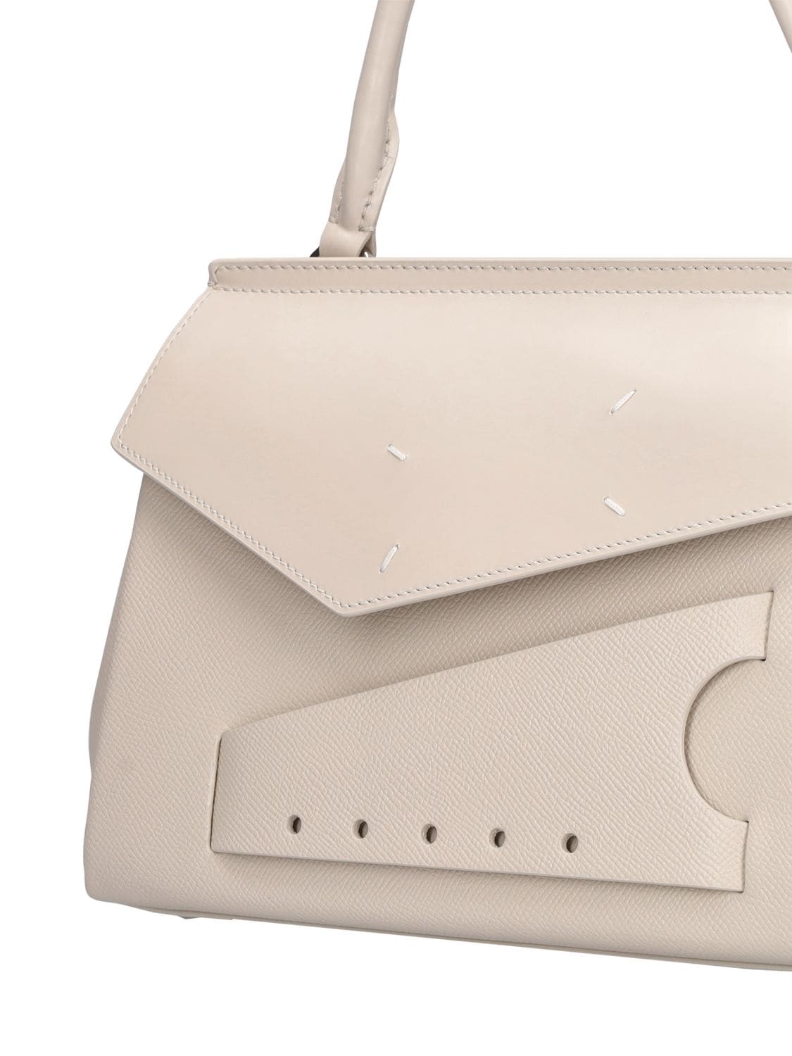 Shop Maison Margiela Small Snatched Leather Clutch In Greige