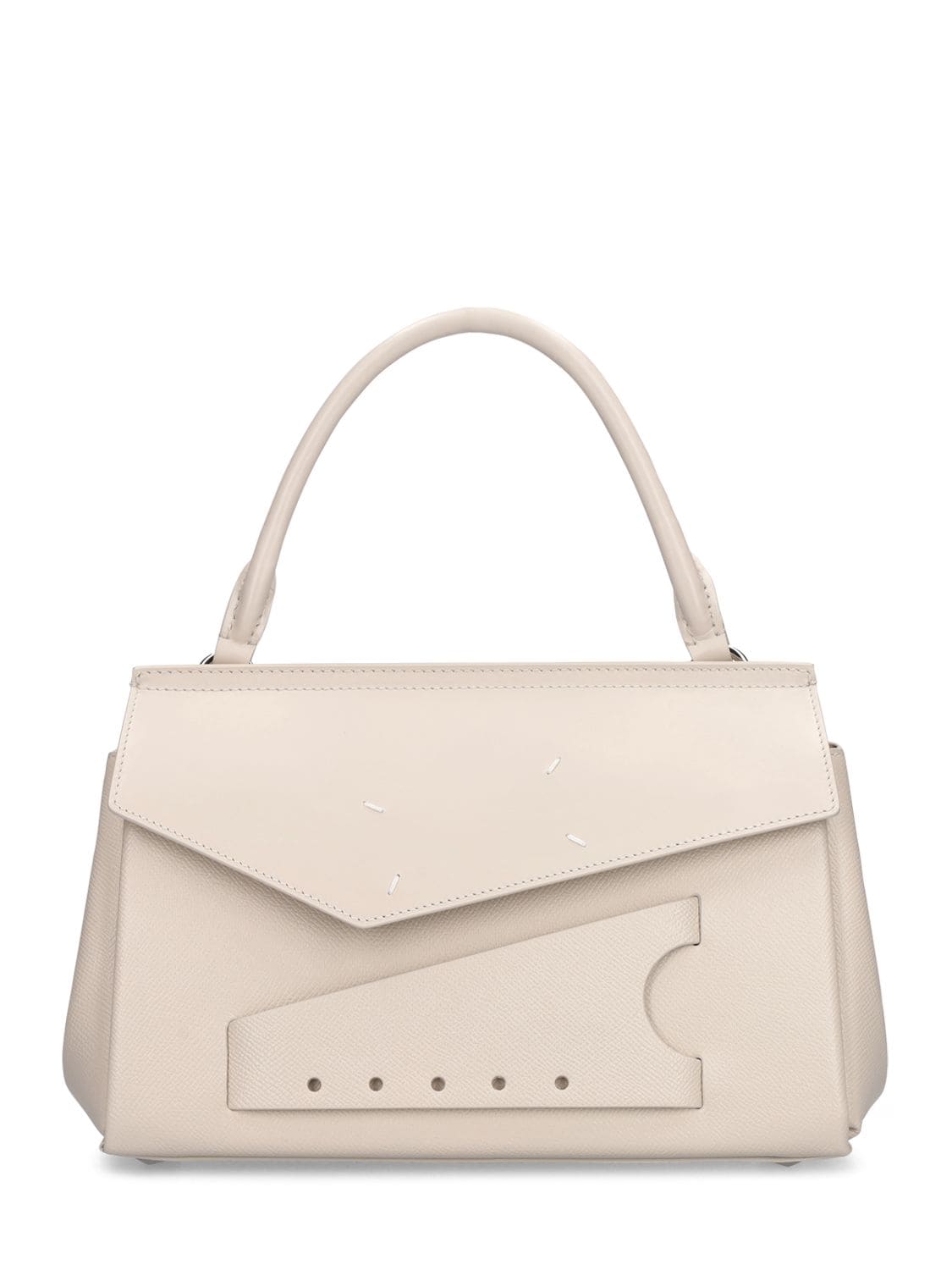Maison Margiela Small Snatched Leather Clutch In Greige