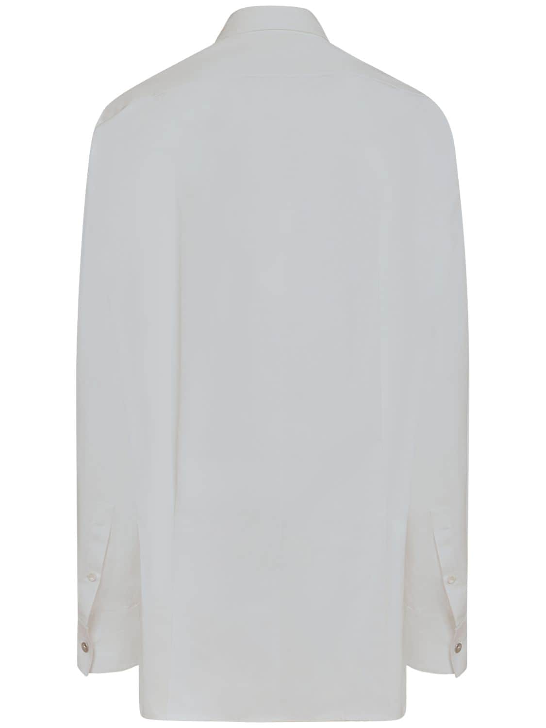 Shop Versace Cotton Poplin Shirt W/ Logo Detail In White