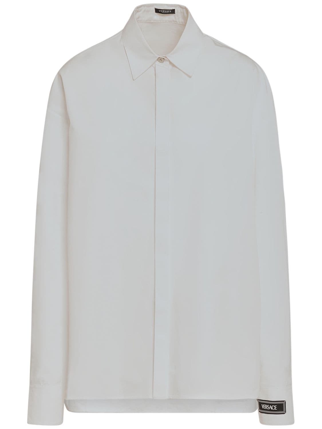 Versace Cotton Poplin Shirt W/ Logo Detail In White