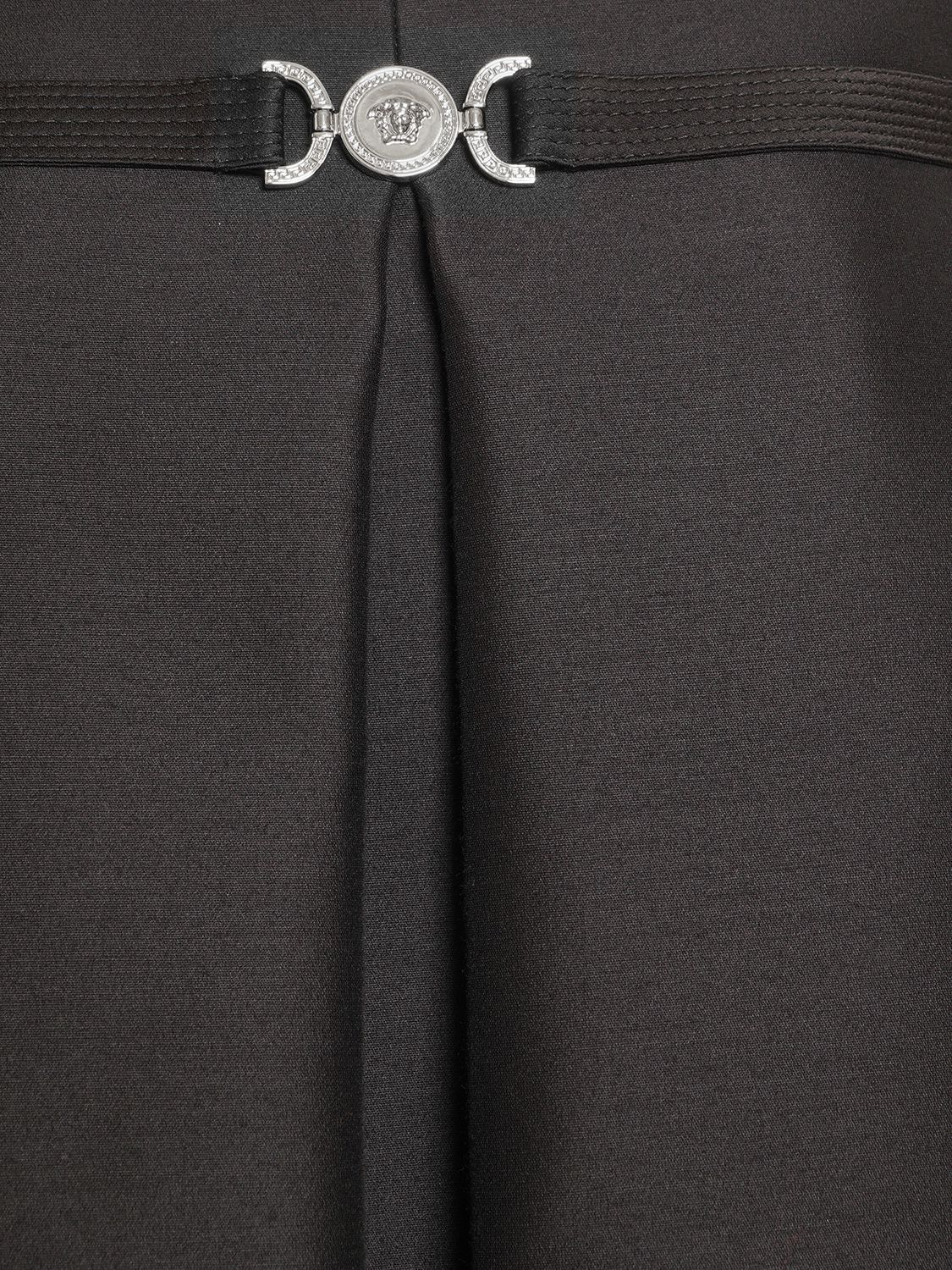 Shop Versace Wool & Silk Twill Long Sleeve Mini Dress In Black