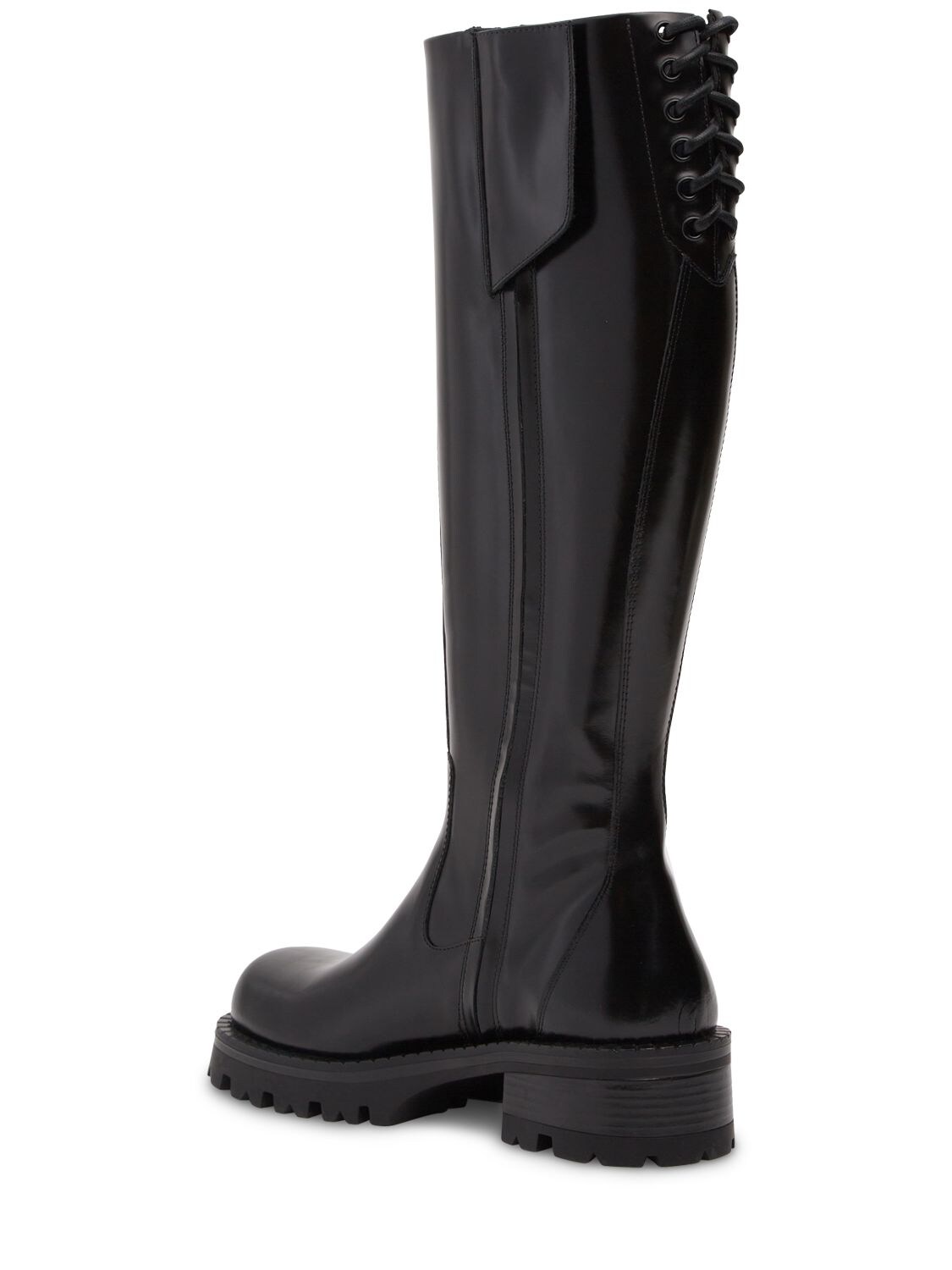 Shop Versace 35mm Tall Leather Boots In Black