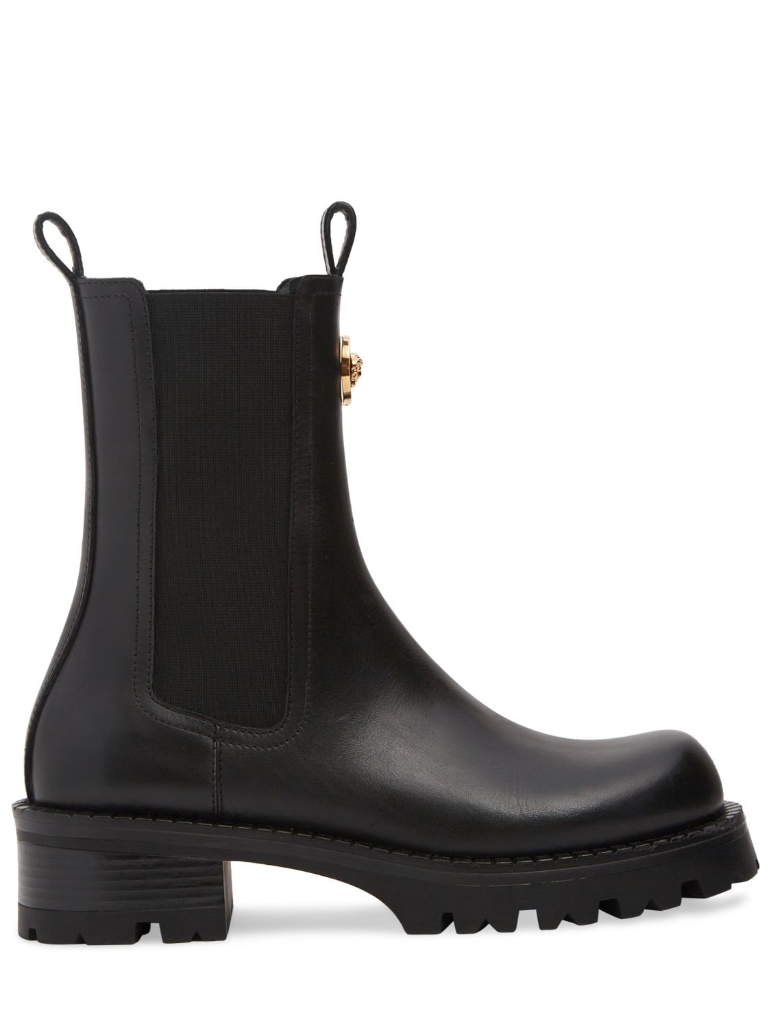 Versace 35mm Leather Chelsea Boots In Black
