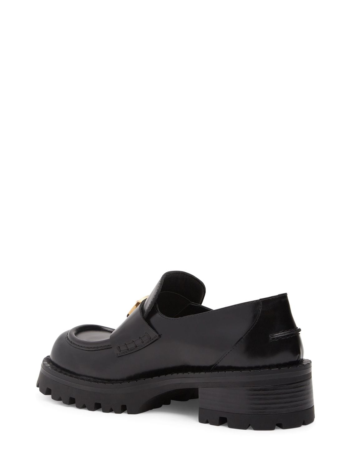 Shop Versace 35mm Leather Loafers In Black