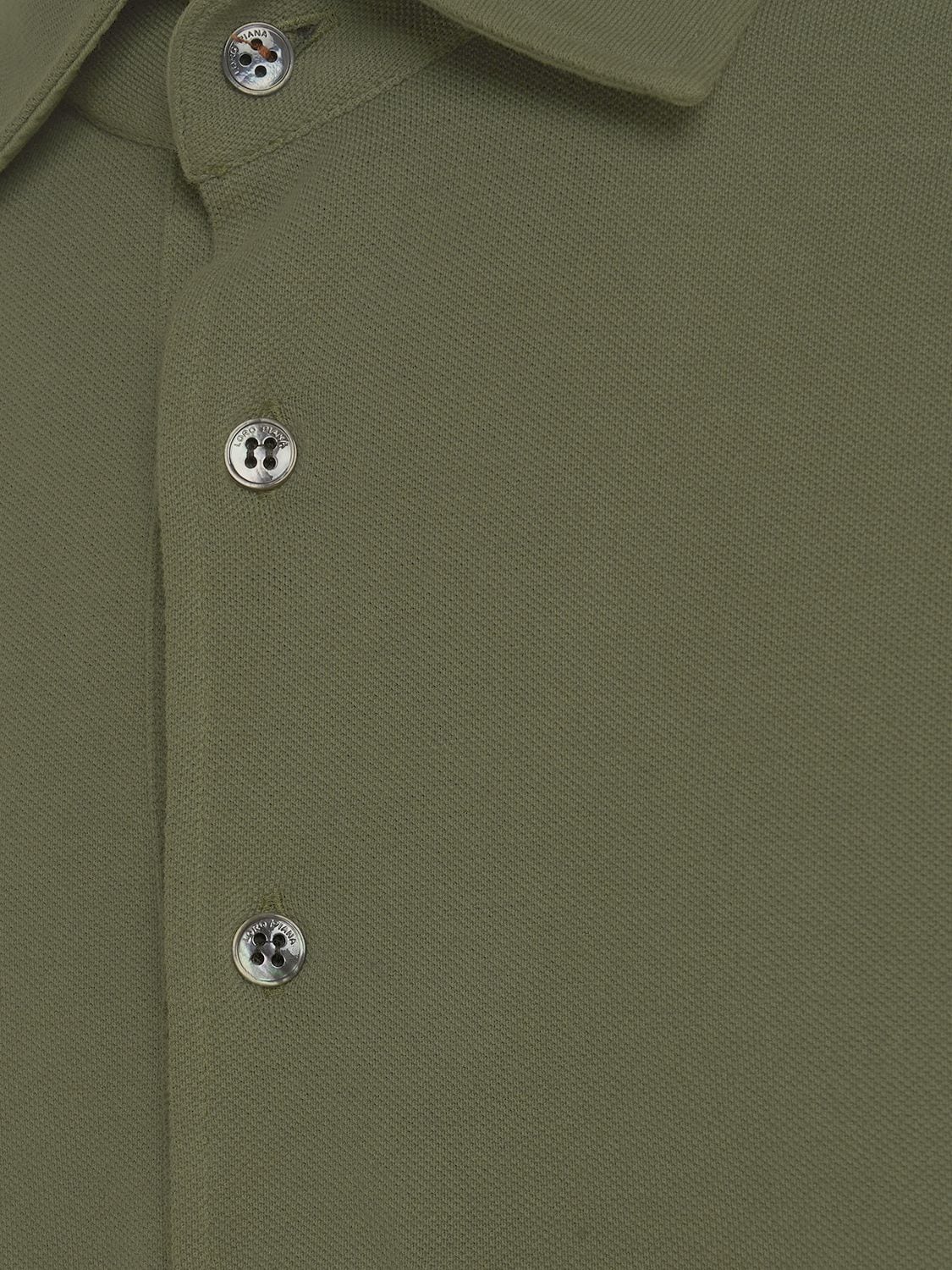 Shop Loro Piana Cotton Piqué Polo Shirt In Midnight Green